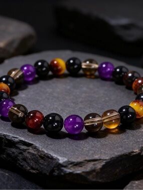 HANDCRAFTED CRYSTAL BRACELET Amethyst Citrine Manifest Success+ Abundance Unisex